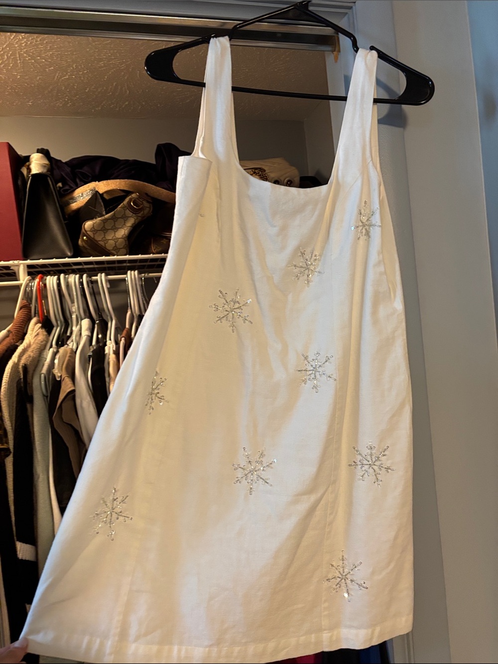 1. State White Embellished Snowflake Mini Dress